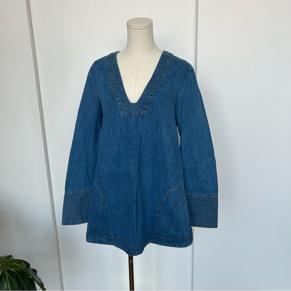 Free People Dreaming of Denim Mini Tunic Dress